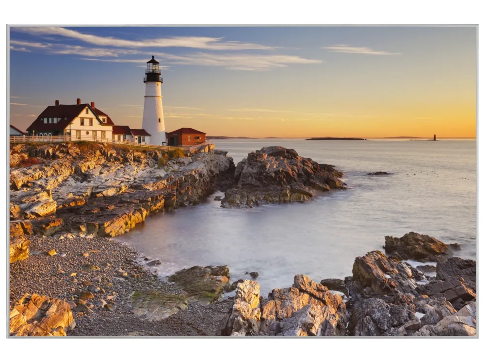 image LAND Bild mit Rahmen Leuchtturm Bei Abendstimmung  | Schubiger Möbel