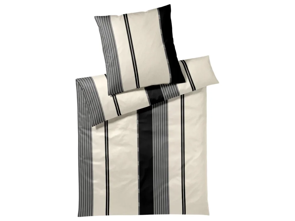 Elegante Bettwäsche Herringbone Stripes Schwarz | Schubiger Möbel