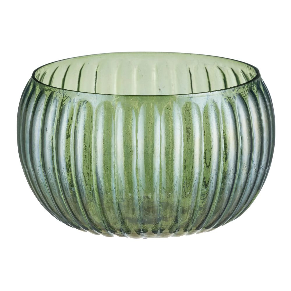 Gasper Schale Glas Geriffelt, Moos H: 12 cm  | Schubiger Möbel