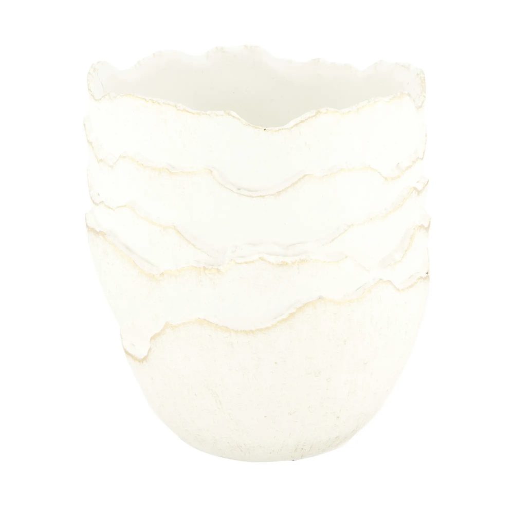 Decofinder Gefäss Zement, Weiss Gold T: 12 cm  | Schubiger Möbel