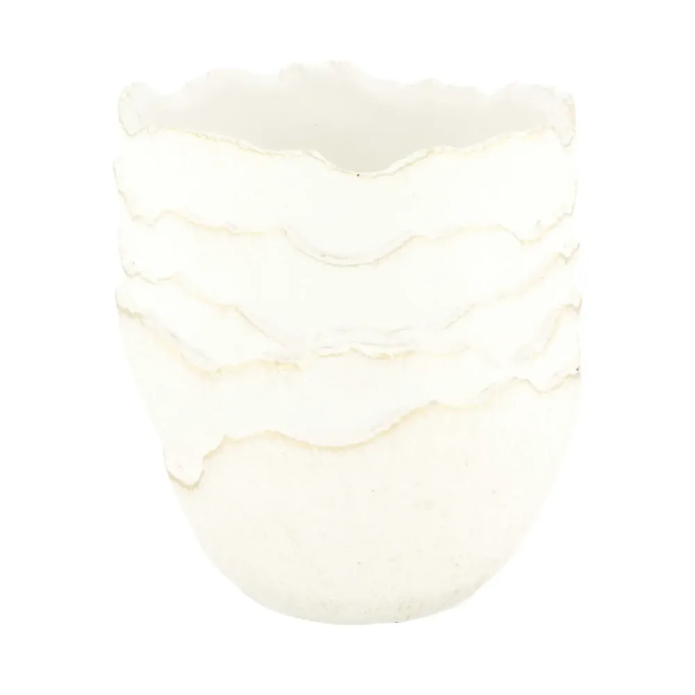 Decofinder Gefäss Zement, Weiss Gold T: 12 cm  | Schubiger Möbel