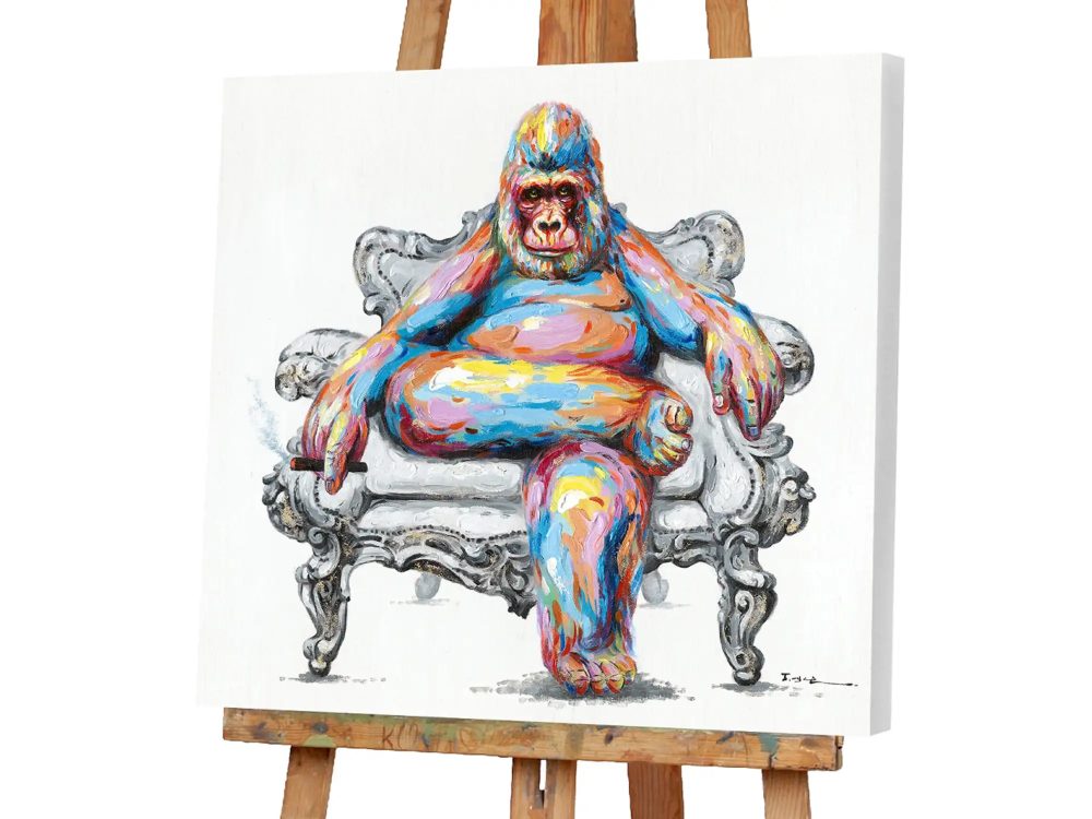 image LAND Bild Bunter Gorilla im Sessel 2  | Schubiger Möbel