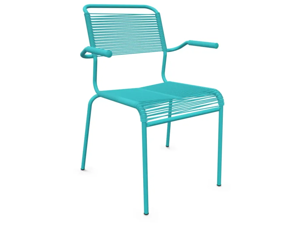 Schaffner Spaghetti-Stuhl Säntis mit Armlehnen Blau | Schubiger Möbel