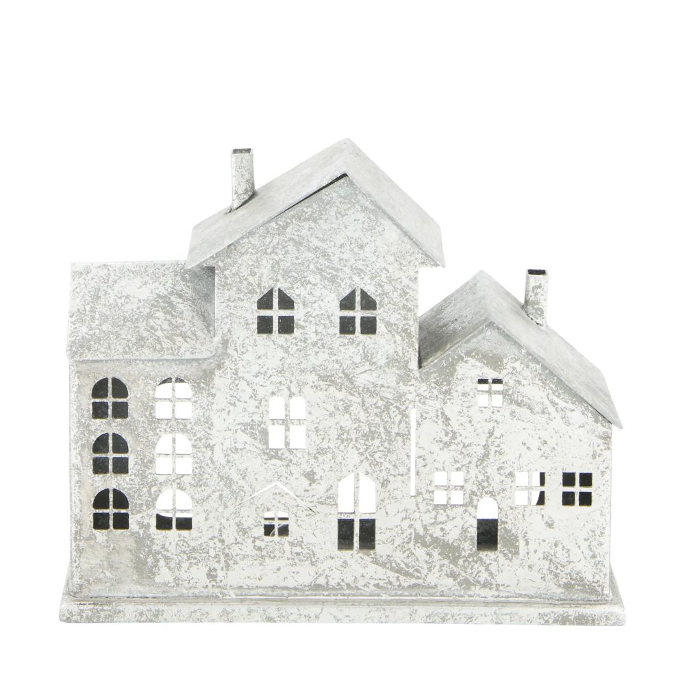 Decofinder Kerzenständer Haus Aus Metall, Silber H: 16 cm  | Schubiger Möbel