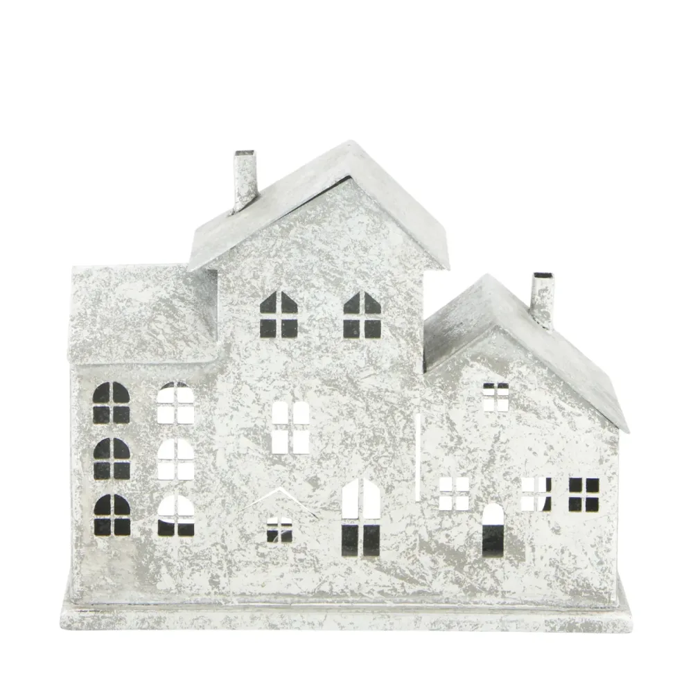 Decofinder Kerzenständer Haus Aus Metall, Silber H: 16 cm  | Schubiger Möbel