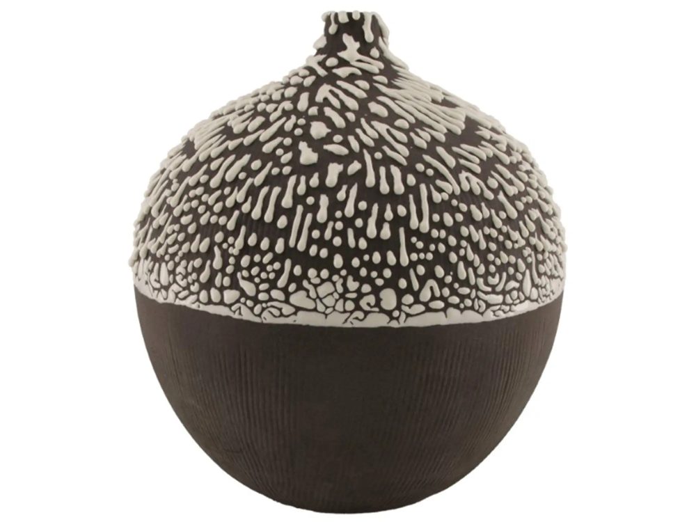 Dijk Vase Keramik, Schwarz-Weiss H: 31 cm  | Schubiger Möbel