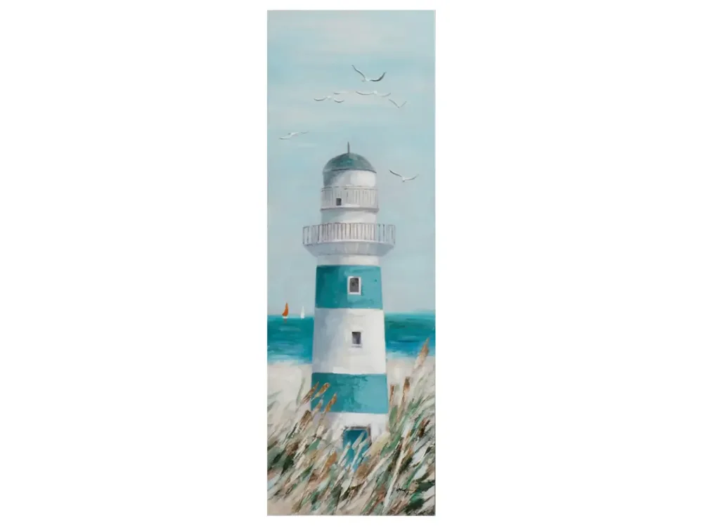 image LAND Bild Blauweisser Leuchtturm Blau | Schubiger Möbel