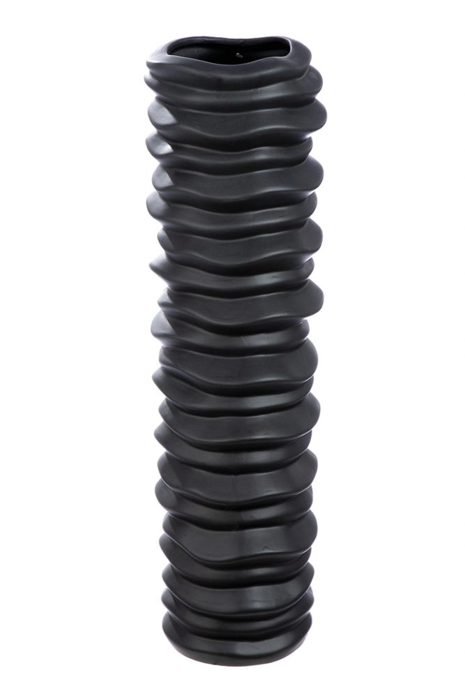 Gilde Vase Rillo Keramik Schwarz H: 58 cm  | Schubiger Möbel