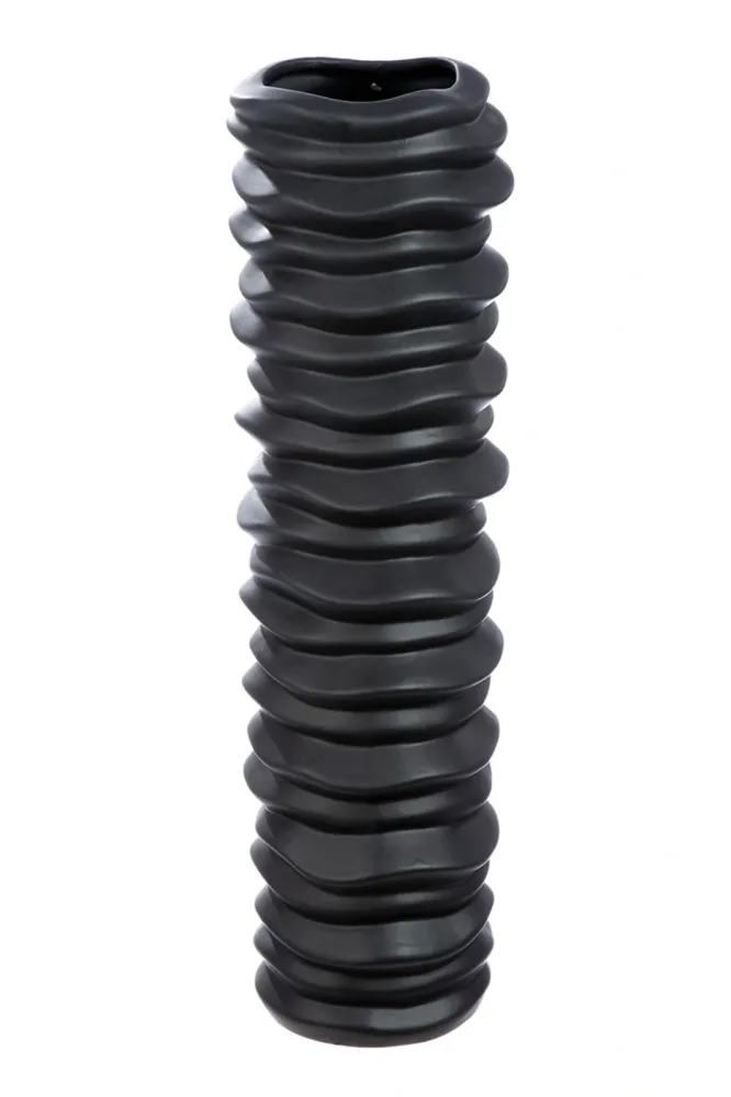 Gilde Vase Rillo Keramik Schwarz H: 58 cm  | Schubiger Möbel
