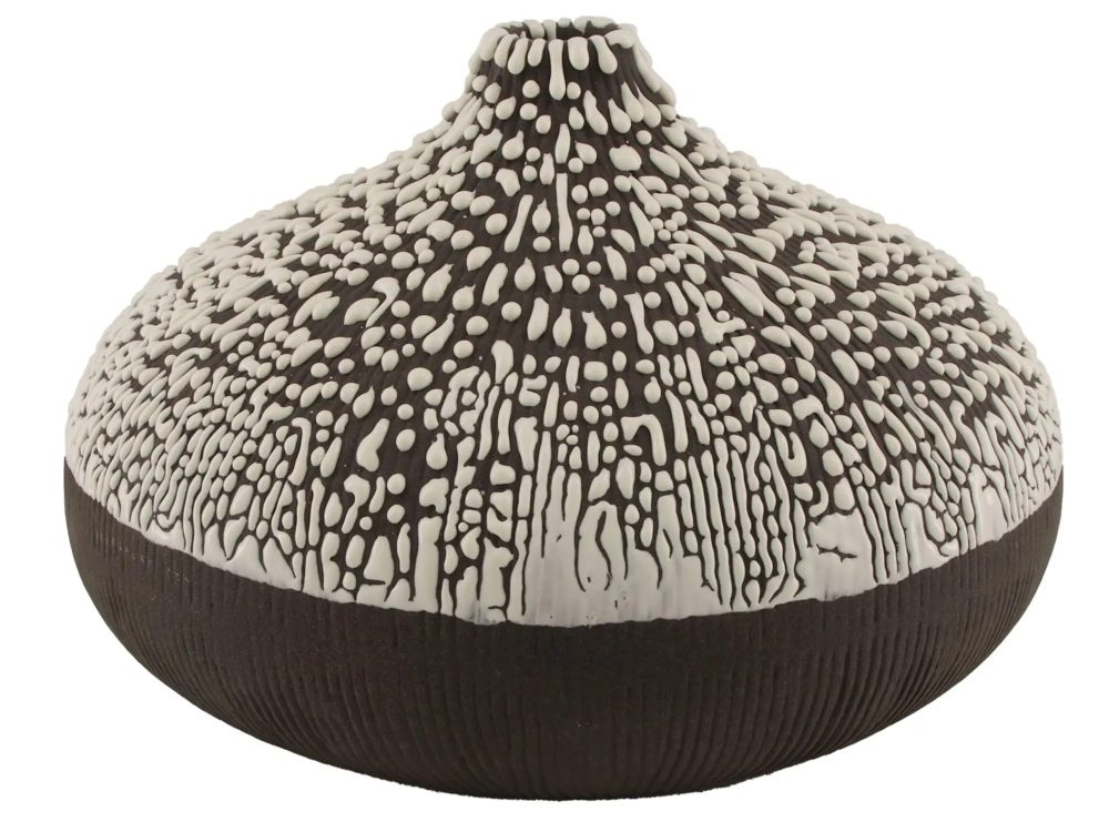 Decofinder Vase Keramik Schwarz Weiss H: 20 cm  | Schubiger Möbel