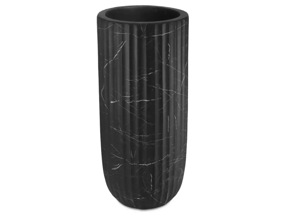 Abhika Vase Venus Marmoriert Matt Schwarz H: 90 cm  | Schubiger Möbel