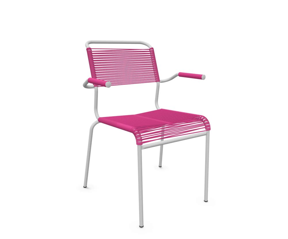 Schaffner Spaghetti-Stuhl Säntis mit Armlehnen Rosa | Schubiger Möbel