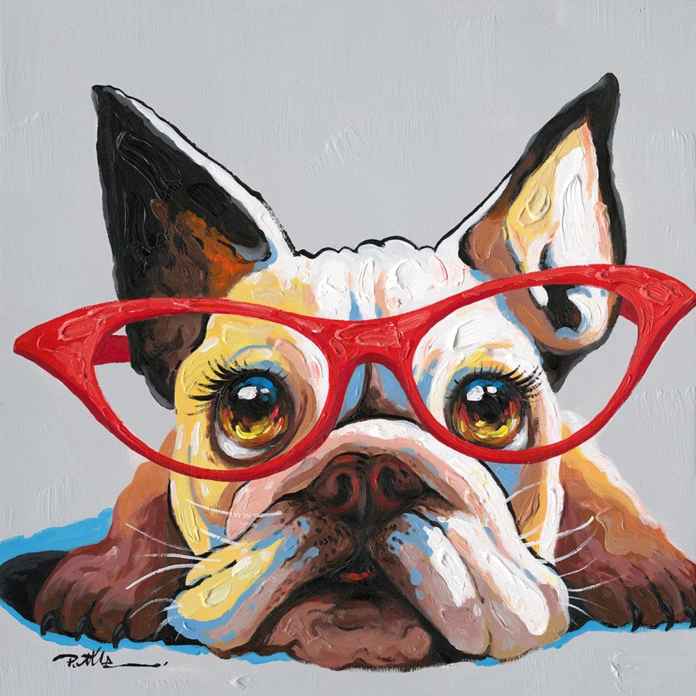 image LAND Gemälde Hund mit Roter Brille  | Schubiger Möbel