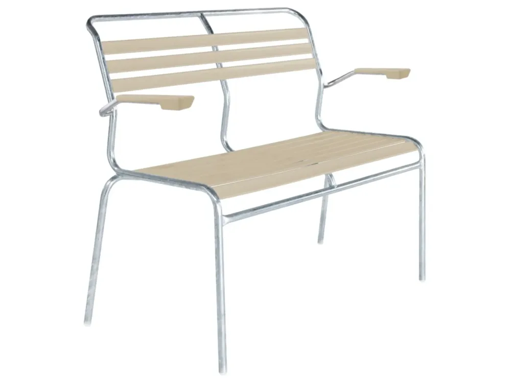 Schaffner Lättli-2er-Bank Säntis mit Lehne Feuerverzinkt Beige | Schubiger Möbel
