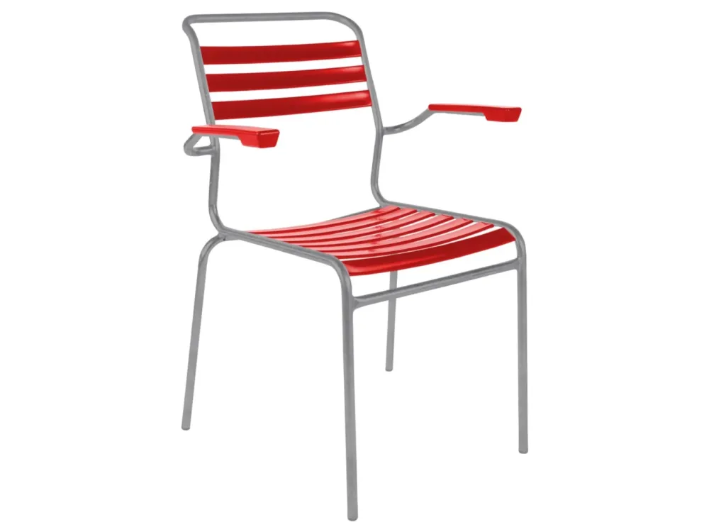 Schaffner Lättli-Stuhl Säntis mit Armlehnen Rot | Schubiger Möbel