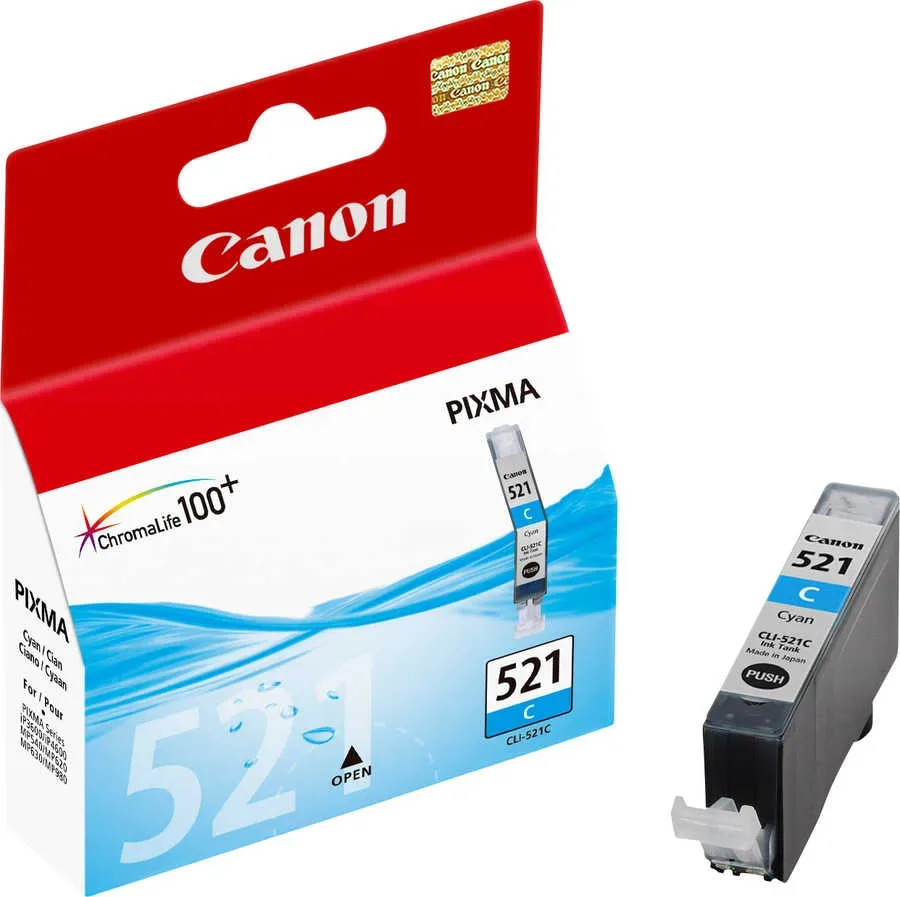 Canon C521C Druckerpatronen cy - Canon CLI-521C, 2934B001 für z.B. Canon Pixma MP 550, Canon Pixma IP 3600, Canon Pixma IP 4600, Canon Pixma IP 4700