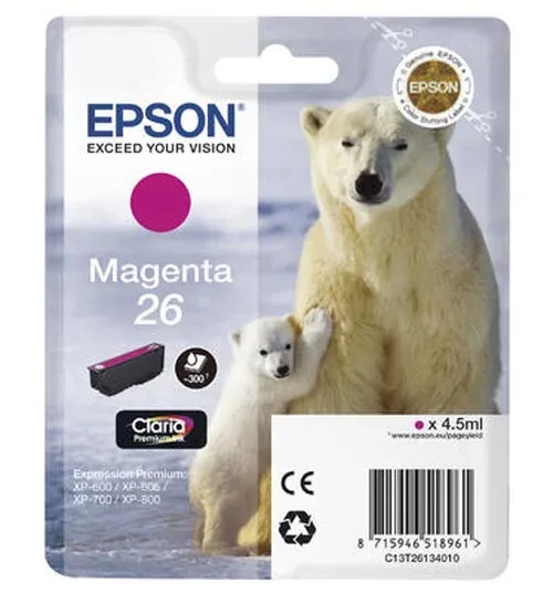 Epson E26m Druckerpatronen ma - Epson No. 26 m, C13T26134010 für z.B. Epson Expression Premium XP -510, Epson Expression Premium XP -520