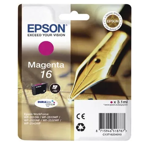 Epson E16m Druckerpatronen ma - Epson No. 16 m, C13T16234010 für z.B. Epson WorkForce WF -2010 W, Epson WorkForce WF -2500