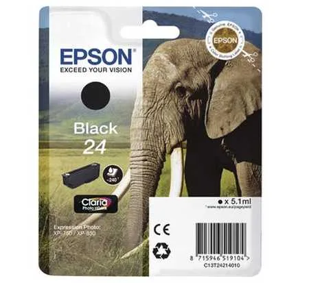 Epson E24bk Druckerpatronen bk - Epson No. 24 bk, C13T24214010 für z.B. Epson Expression Photo XP -55, Epson Expression Photo XP -750