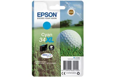 Epson E34 Druckerpatronen XL cy - Epson T3472, No. 34XL c, C13T34724010 für z.B. Epson WorkForce Pro WF -3700, Epson WorkForce Pro WF -3720 DW