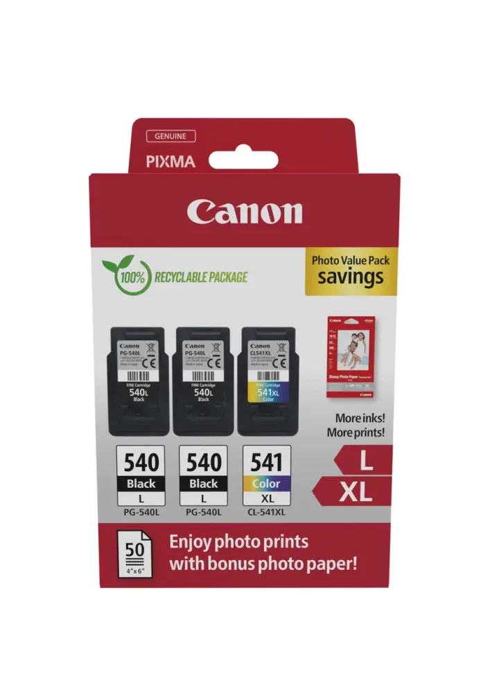 Canon C540/541 Druckerpatronen XL (bk, c) - Canon PG540/CL541c, 5224B015 für z.B. Canon Pixma TS 5150, Canon Pixma TS 5151, Canon Pixma MG 3650