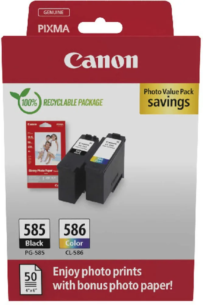 Canon C585/586/595 Druckerpatronen (bk, c, m, y) - Canon PG585/CL586, 6205C004 für z.B. Canon Pixma TS 7650 i, Canon Pixma TS 7750 i