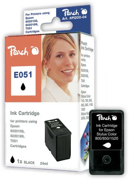 Peach E51 BK Druckerpatrone bk ersetzt Epson T051BK, S020189, C13T05114210 für z.B. Epson Machjet 600 C, Epson Machjet 930 C, Epson MJ 600 C