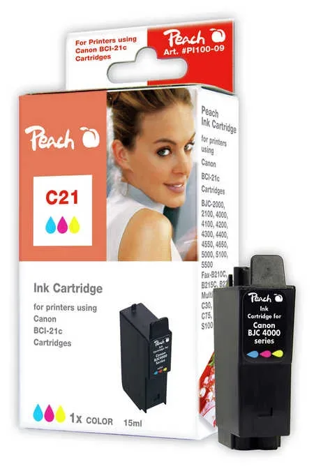 Peach C21 C Druckerpatrone ersetzt BCI-21C, 0955A002