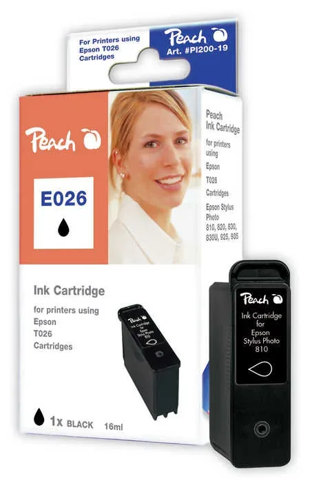 Peach E26 BK Druckerpatrone bk ersetzt Epson T026BK, C13T02640110 für z.B. Epson Stylus C 50, Epson Stylus Photo 810, Epson Stylus Photo 820