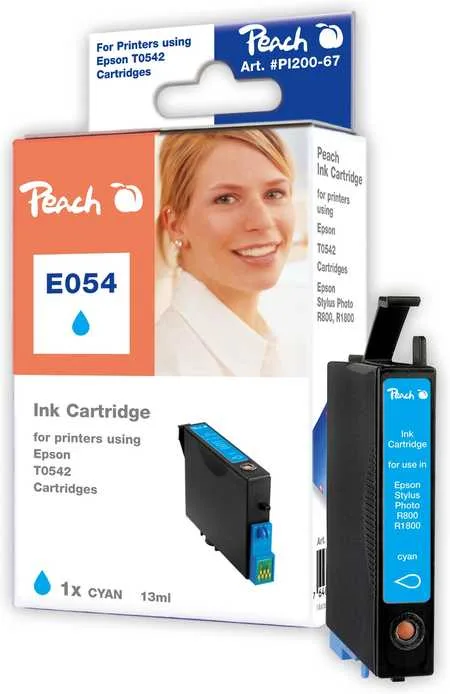 Peach E542 C Druckerpatrone cy ersetzt Epson T0542C, C13T05424010 für z.B. Epson Stylus Photo R 1800, Epson Stylus Photo R 800