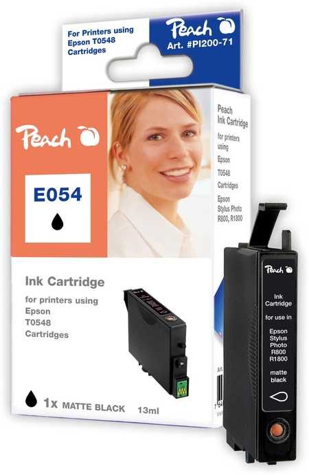 Peach E548 MBK Druckerpatrone matt bkmt ersetzt Epson T0548MBK, C13T05484010 für z.B. Epson Stylus Photo R 1800, Epson Stylus Photo R 800