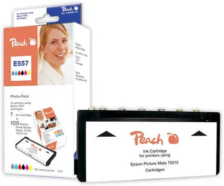 Peach E557/573 Foto Pack Druckerpatronen (bk, col) ersetzt Epson T5570, C13T557040 für z.B. Epson Picturemate , Epson Picturemate 500