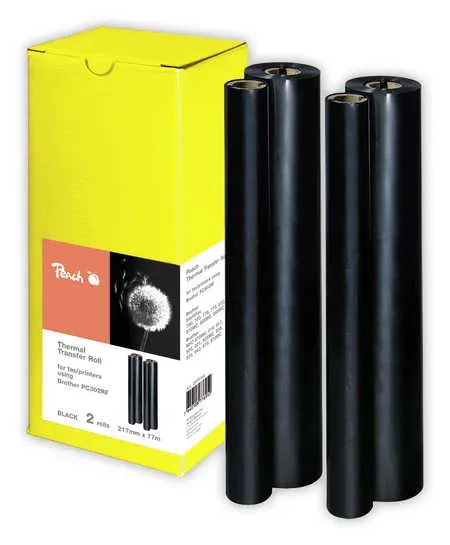 2 Peach Thermal Transfer Rollen ersetzt Brother PC-302RF