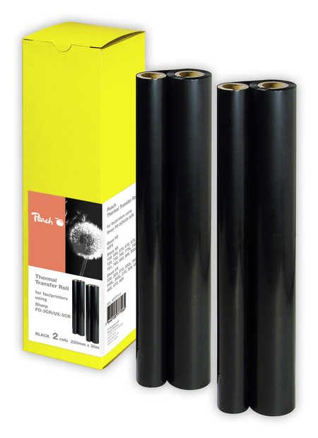 2 Peach Thermal Transfer Rollen kompatibel zu Sharp FO-3CR, UX-3CR