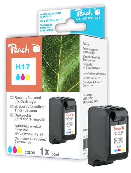 Peach HP 17 Druckerpatrone col ersetzt HP No. 17, C6625AE für z.B. HP DeskJet 845 C, HP DeskJet 816 C, HP DeskJet 817 C, HP DeskJet 825 C, HP Fax 1010