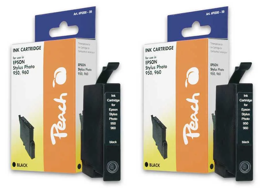 Peach E331 BK 2 Druckerpatronen 2*bk ersetzt Epson T0331BK*2, C13T03314010 für z.B. Epson Stylus Photo 950, Epson Stylus Photo 960