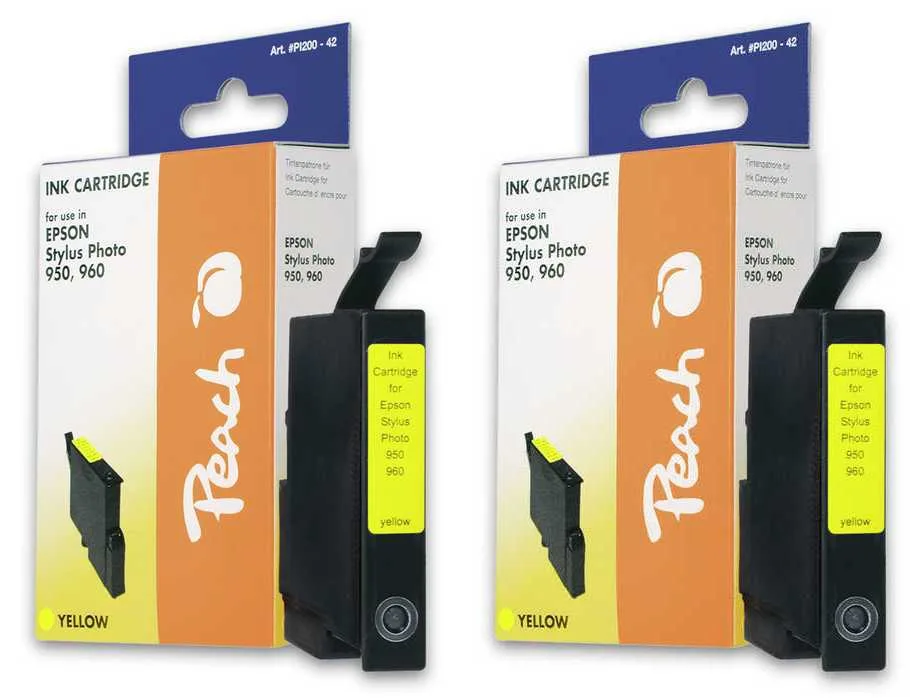 Peach E334 Y 2 Druckerpatronen 2*ye ersetzt Epson T0334Y*2, C13T03344010 für z.B. Epson Stylus Photo 950, Epson Stylus Photo 960