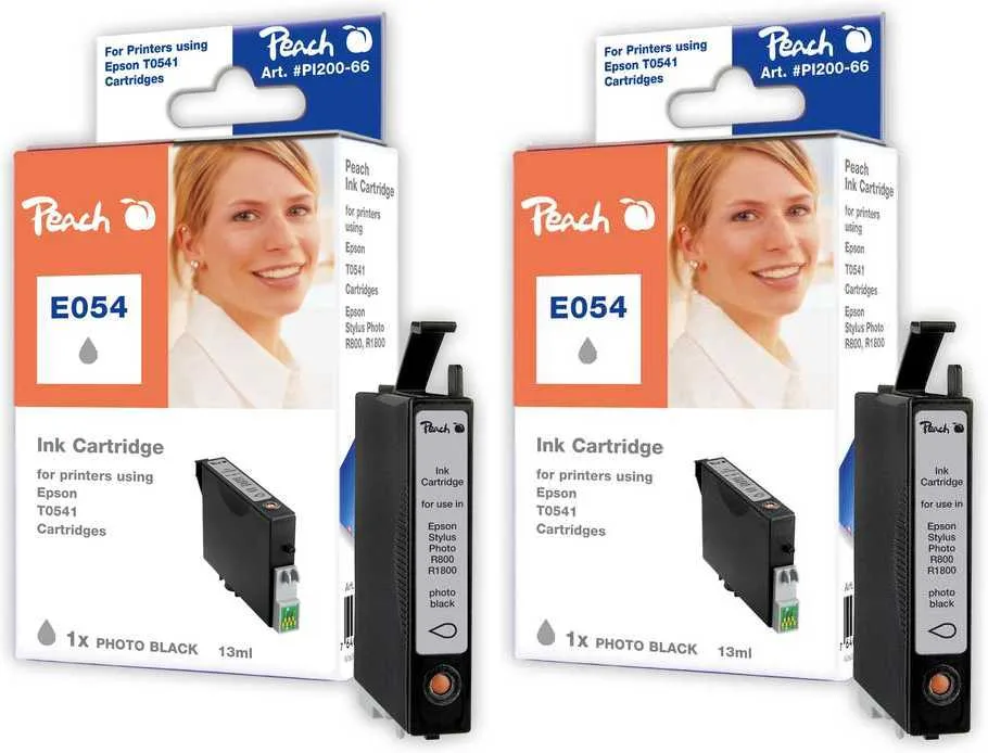 Peach E541 PHBK 2 Druckerpatronen 2*bkph ersetzt Epson T0541PHBK*2, C13T05414010 für z.B. Epson Stylus Photo R 1800, Epson Stylus Photo R 800