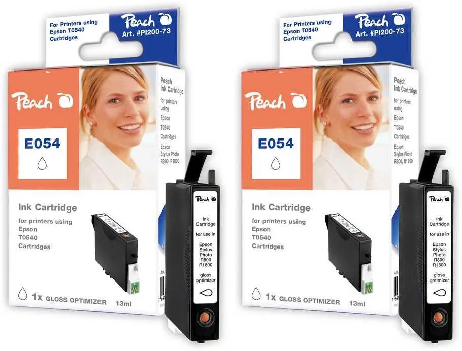 Peach E540 GO 2 Druckerpatronen Gloss Optimizer 2*go ersetzt Epson T0540GO*2, C13T05404010 für z.B. Epson Stylus Photo R 1800