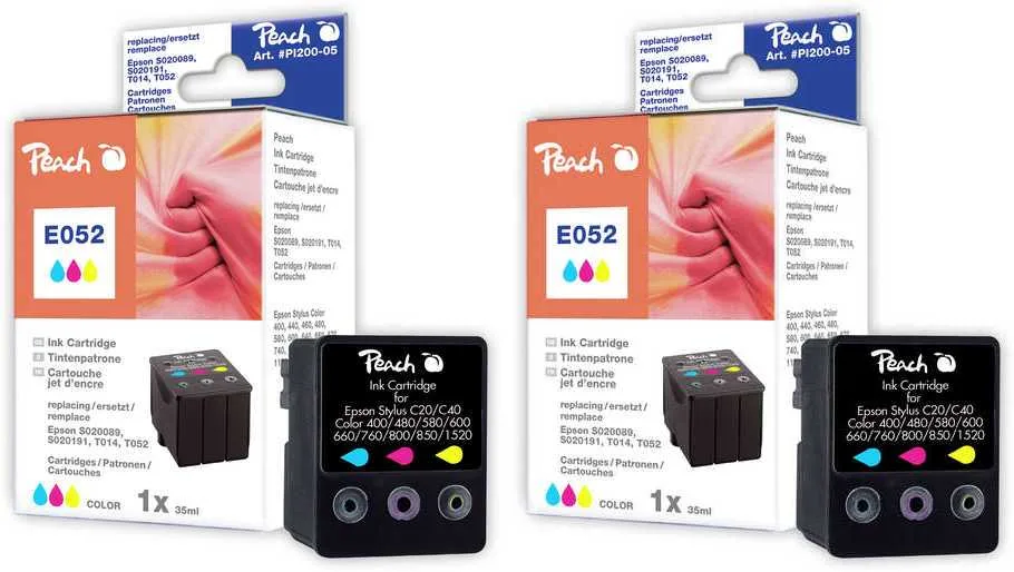 Peach E52 C 2 Druckerpatronen 2*col ersetzt Epson T052C*2, S020191, C13T05204010 für z.B. Epson Machjet 600 C, Epson Machjet 6000 C, Epson Machjet 830