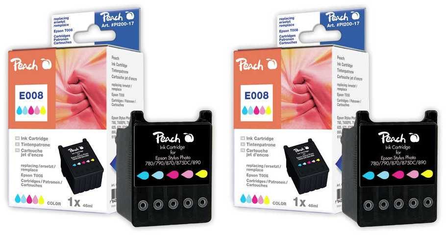 Peach Doppelpack Tintenpatronen color kompatibel zu Epson T008