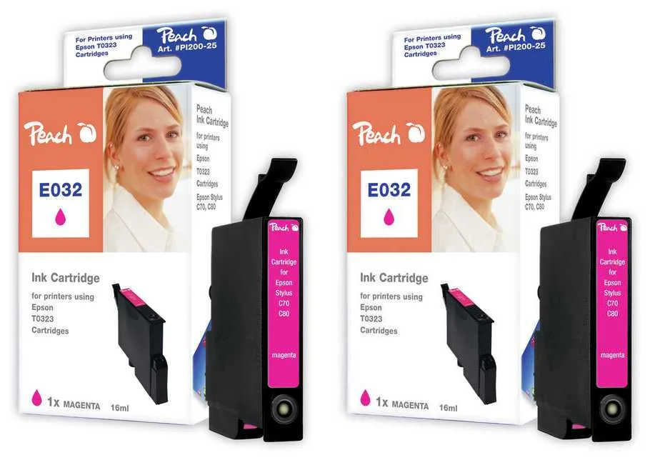Peach E323 M 2 Druckerpatronen 2*ma ersetzt Epson T0323M*2, C13T03234010 für z.B. Epson Stylus C 70, Epson Stylus C 70 Plus, Epson Stylus C 80