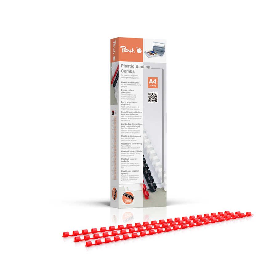 Peach Binderücken 6mm, für 25 Blatt A4, rot, 100 Stück, PB406-03