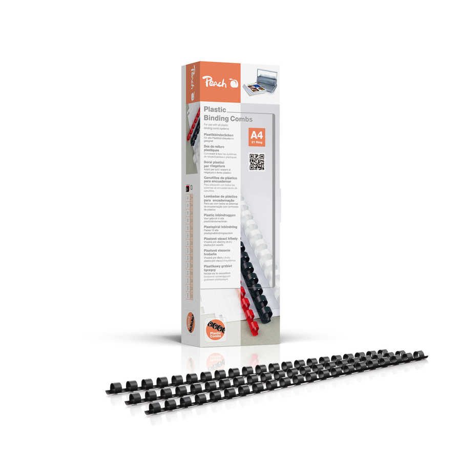 Peach Binderücken 8mm, für 45 Blatt A4, schwarz, 100 Stück, PB408-02