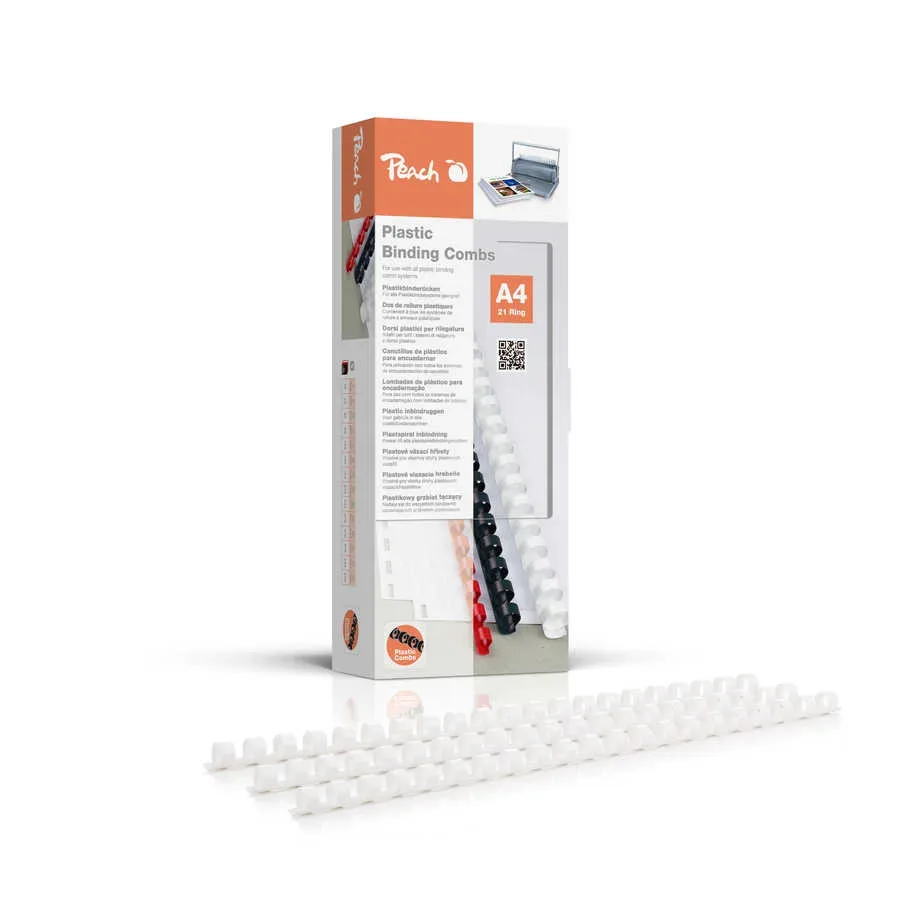 Peach Binderücken 10mm, für je 65 Blatt A4, weiss, 100 Stück