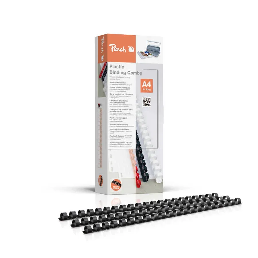 Peach Binderücken 10mm, für je 65 Blatt A4, schwarz, 100 Stk