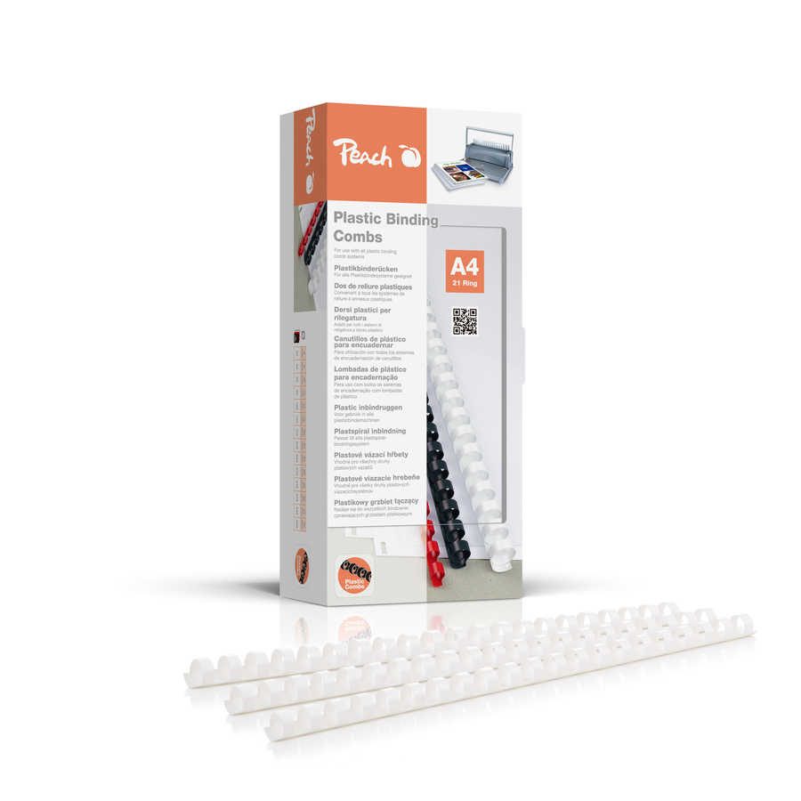 Peach Binderücken 12mm, für je 95 Blatt A4, weiss, 100 Stück - PB412-01
