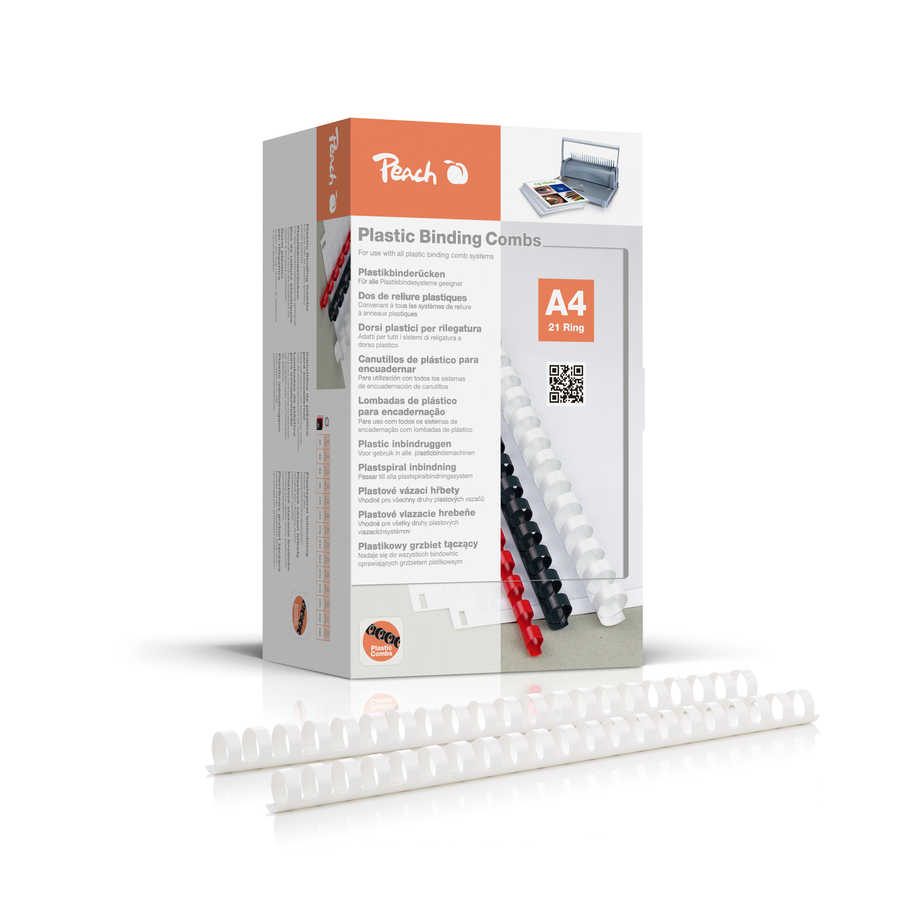 Peach Binderücken 20mm, für 175 Blatt A4, weiss, 100 Stück, PB420-01