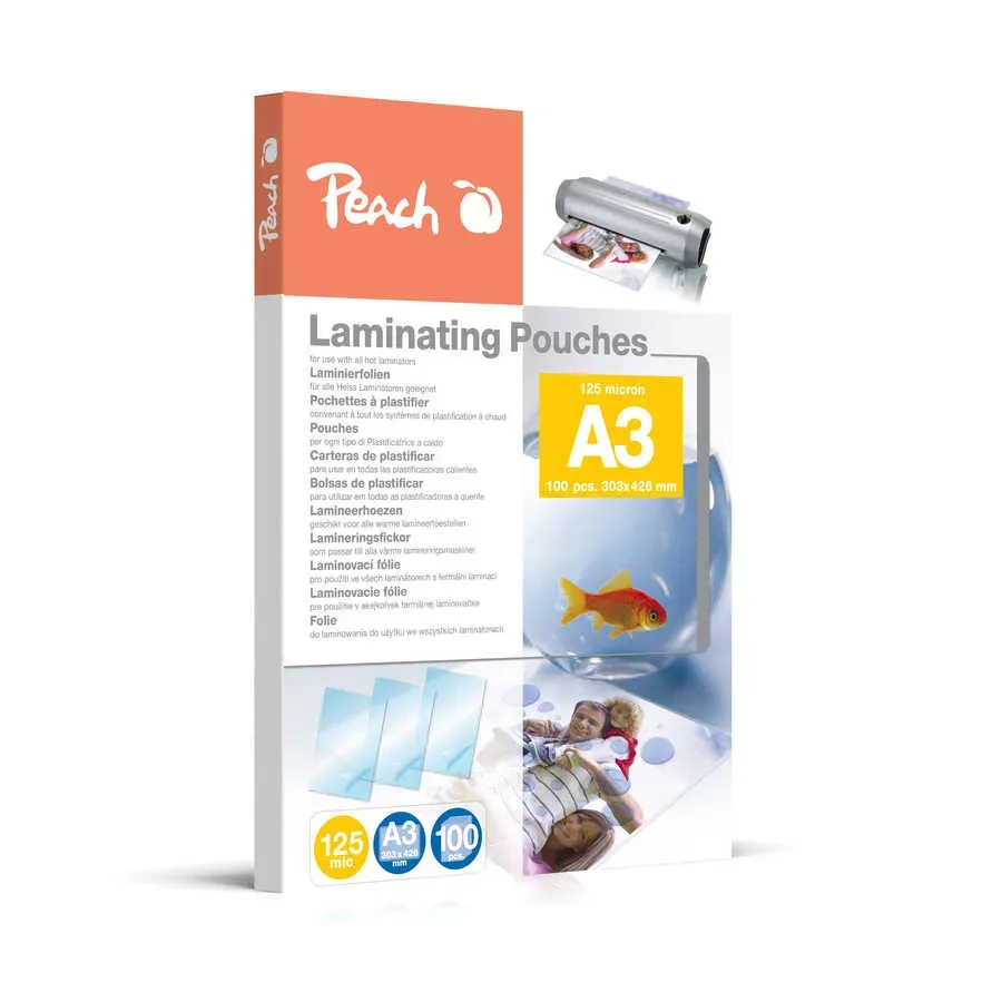 Peach 100 x A3 Laminierfolien, 125 mic, glänzend