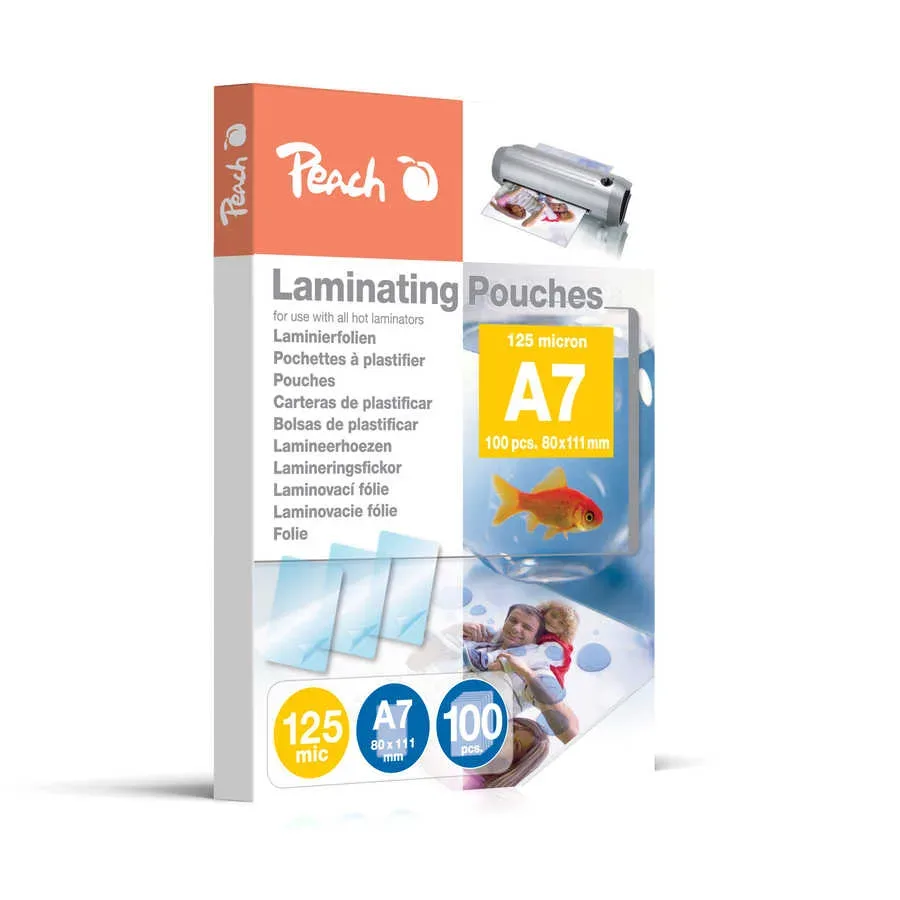 Peach 100 x A7 Laminierfolien, 125 mic, glänzend